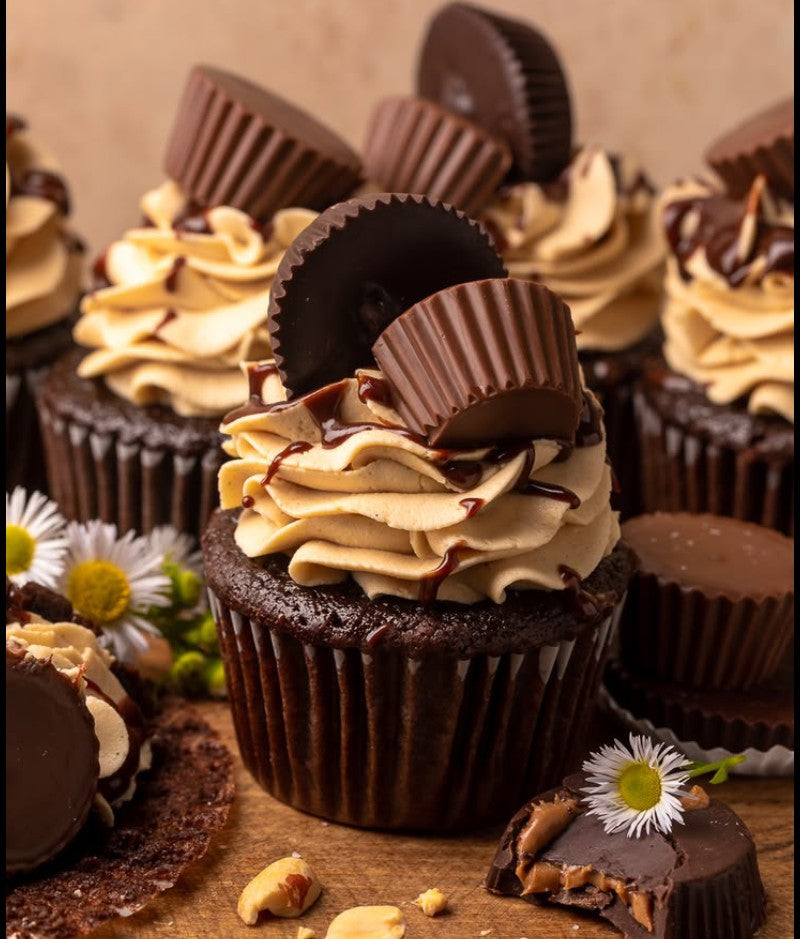 Peanut Butter Cup & Peanut Butter Cookie Dough Mousse Cupcake