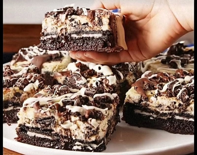 White and Black Oreo Chocolate Chunk White and Dark Chocolate Layered Cheesecake Mousse Brownie