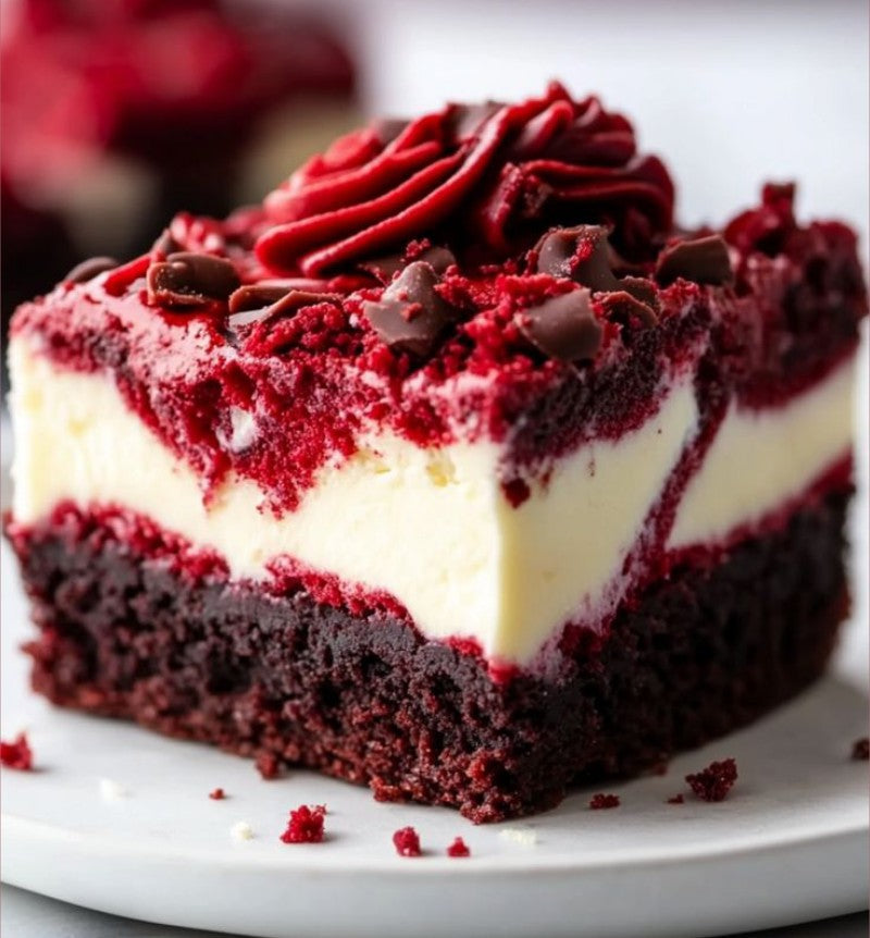 White Chocolate Red Velvet Strawberry Cheesecake Blondie