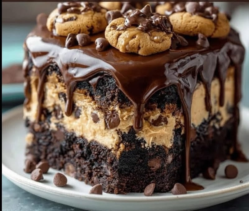 Chocolate Chunk Cookie Dough Italian Ganache Frosted Brownie