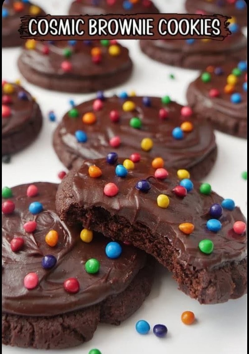Italian Chocolate Ganache Frosted M&M Cosmic Brownie Cookie