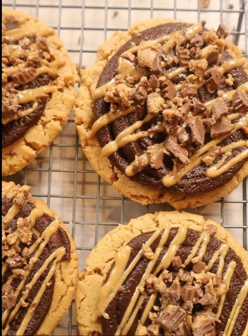 Butterfinger Peanut Butter Cup Cheesecake Mousse Peanut Butter Levain Cookie