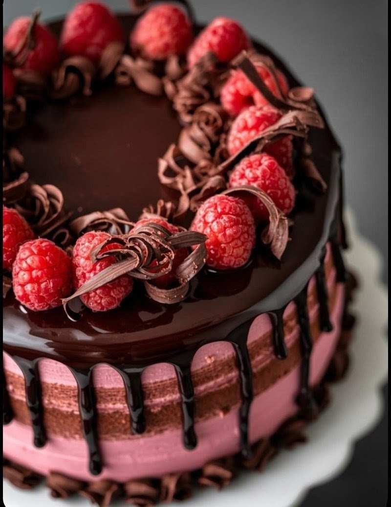 Raspberry & Chocolate Chocolate Chunk Oreo Cheesecake Mousse Cake Bar