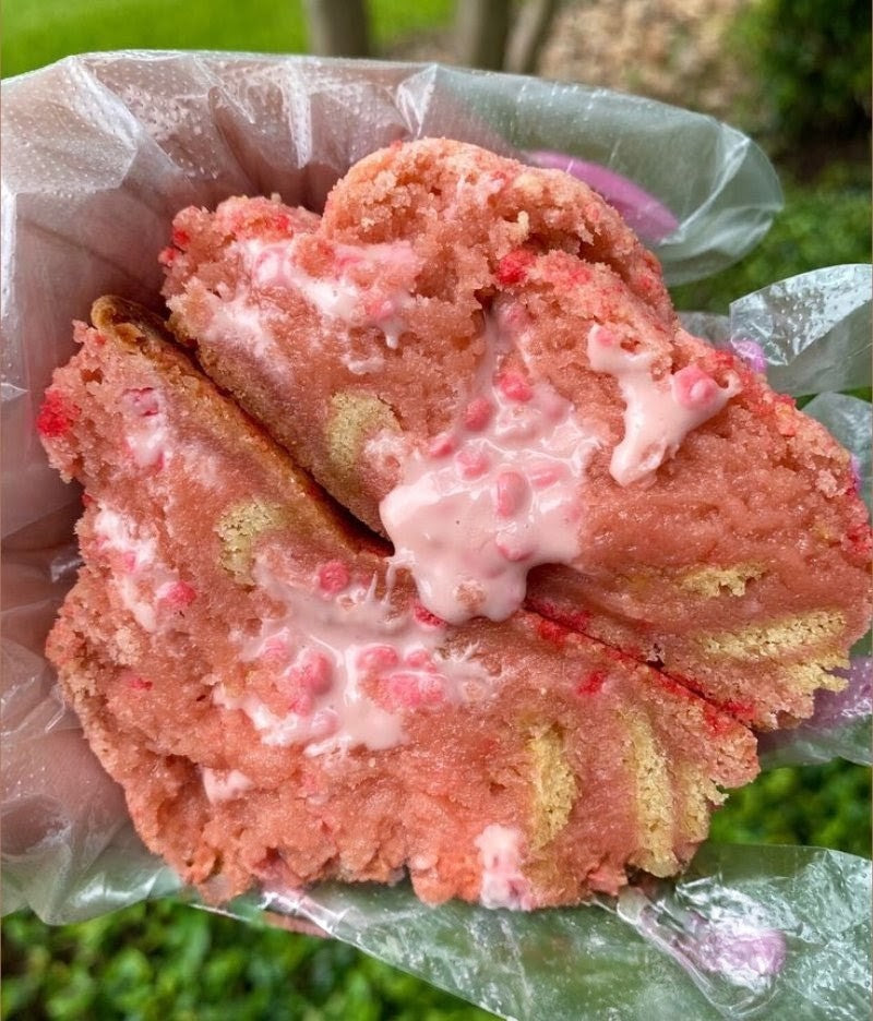 Strawberry n' Cream Chunk Marshmellow White Chocolate Truffle Italian Butter Cream Angel Levain Cookie Sandwich